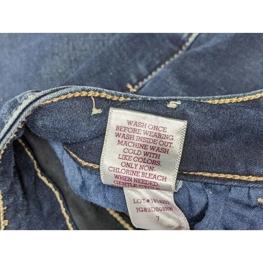 SO‎ Juniors Size 7 Skinny Embroidered Pockets Denim Blue Jeans Jeggings